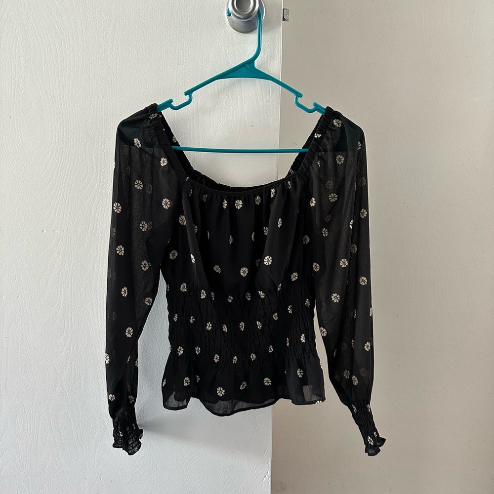 Madewell Georgette square-neck smock-waist floral top